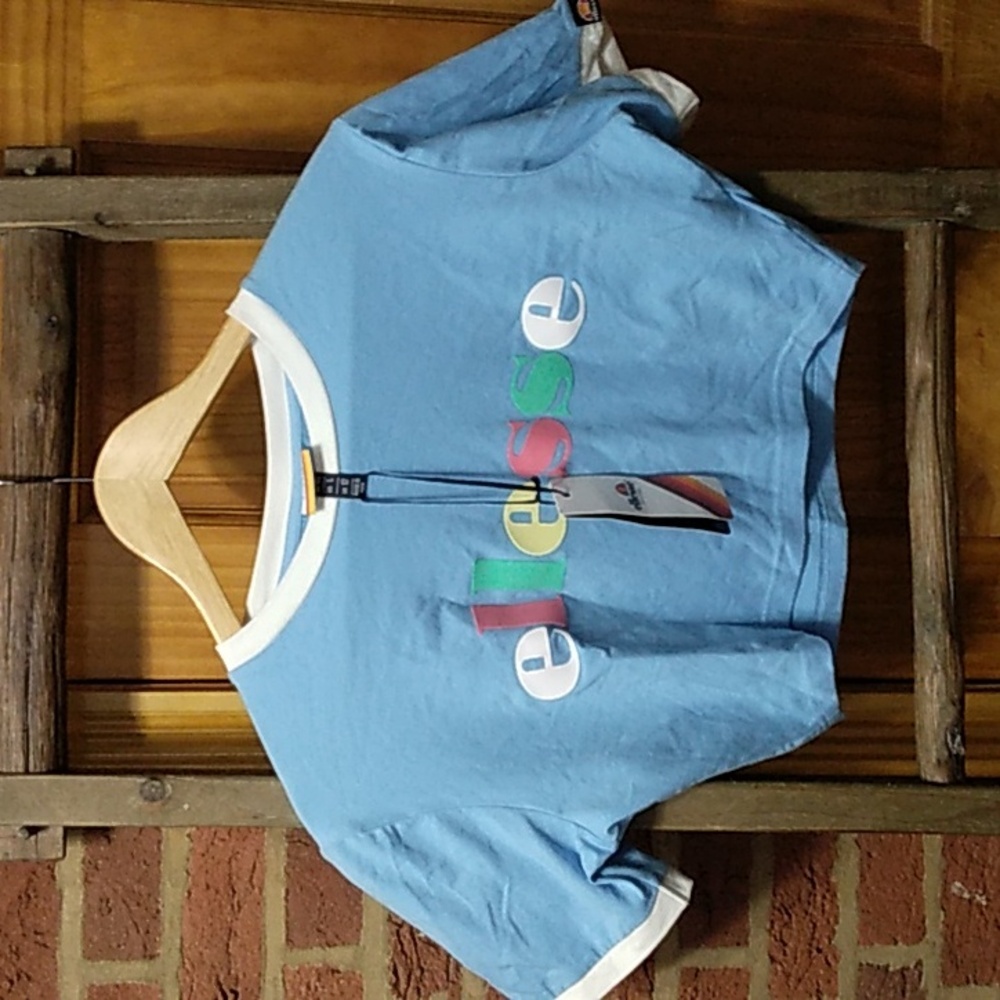 Women's Ellesse Talibon Crop T-Shirt Crew Sports Summer Top NWT